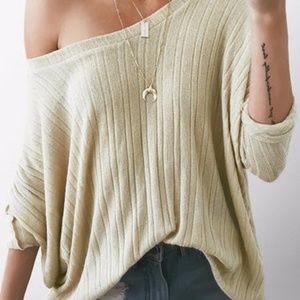 Yoins Beige Knit One Shoulder Jumper Top